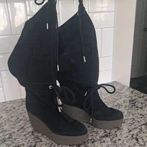 3" Platform Suede Adidas Rockport Knee Boot With Ties